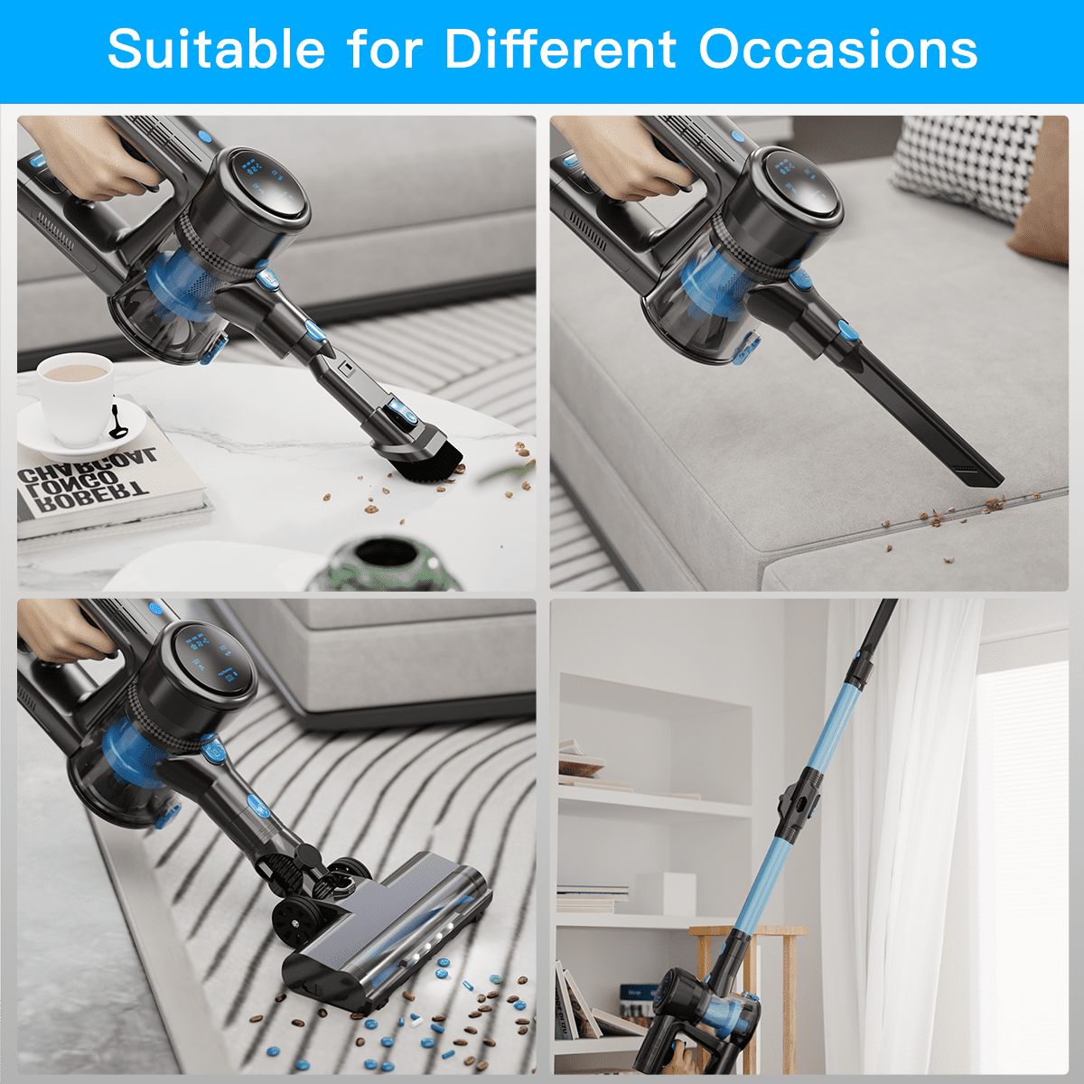 Texous Cordless Vacuum Cleaner 130AW Powerful Lightweight Bendable for Carpet Hard Floor Pet Hair House Cleaning V8