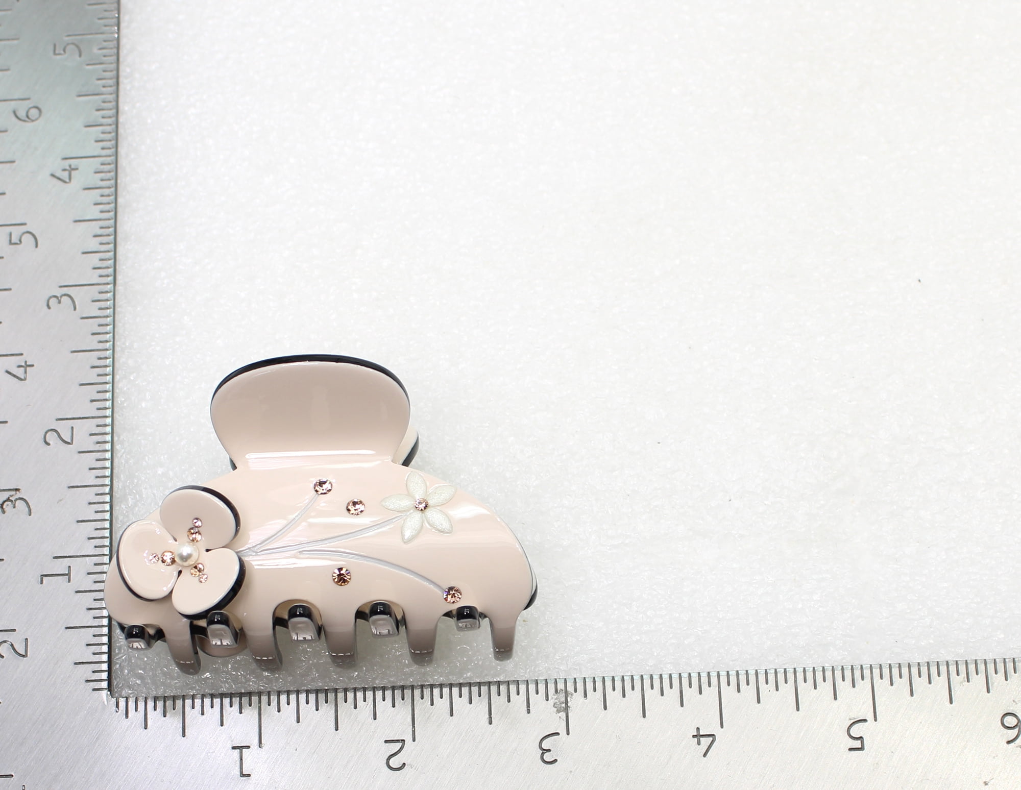 Faship Champagne Cellulose Acetate Floral Art Deco Hair Claw Clips
