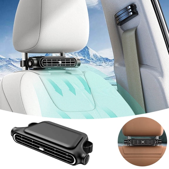 Leeye Car Seat Fan, Rechargeable Clip on Car Cooler with 3000mAh Battery, Adjustable Angle Portable Air Circulator for Backseat Road Trip Camping Driving