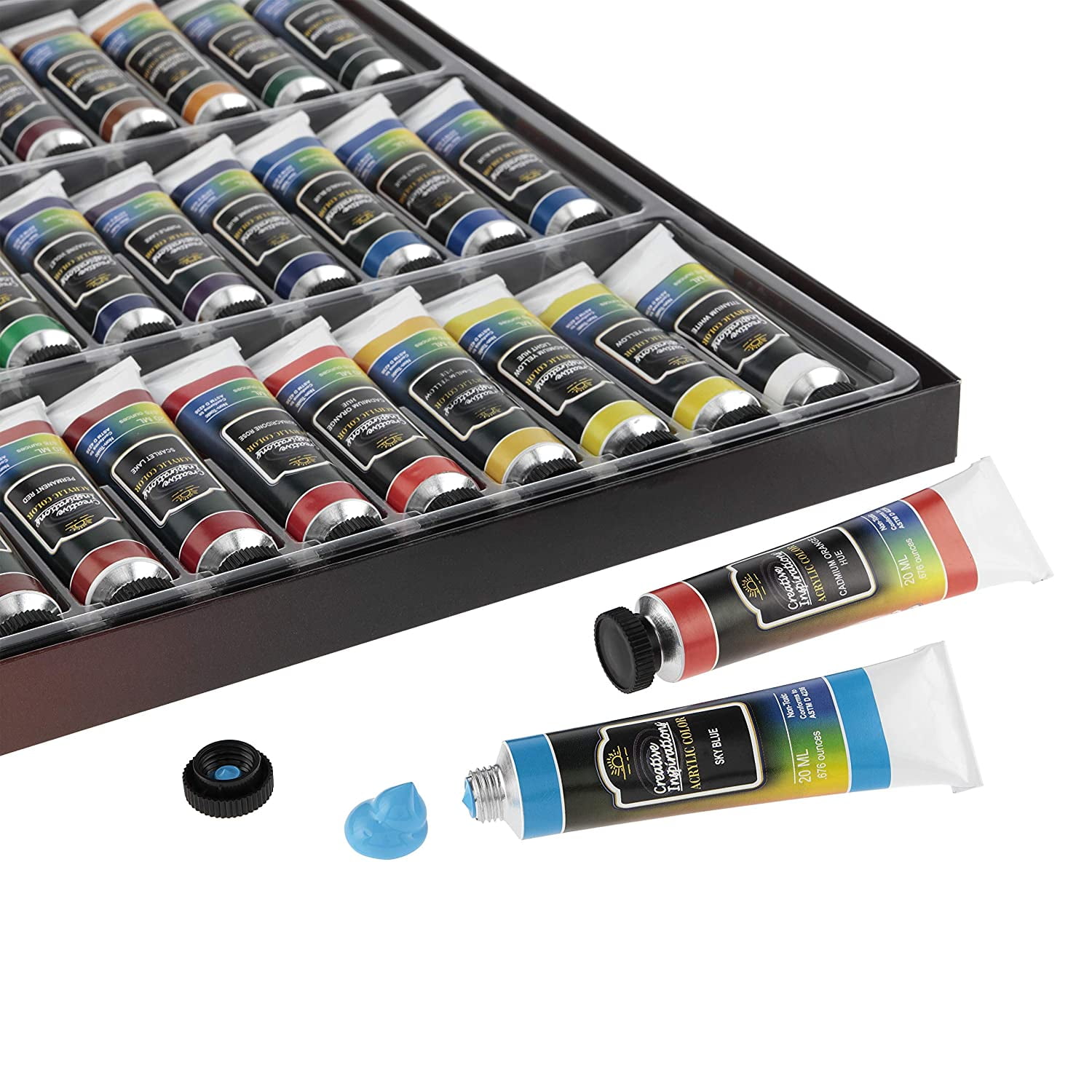 Kaleidoscope 30 Pack Matte Acrylic Paint Set - Multi Surface Paint for Finger Nails, Canvas, Rock, Fabric, Paper, Clay, Metals, and Wood - Pre Mixed Assorted Colors in 20ml Tubes - 2 Pack