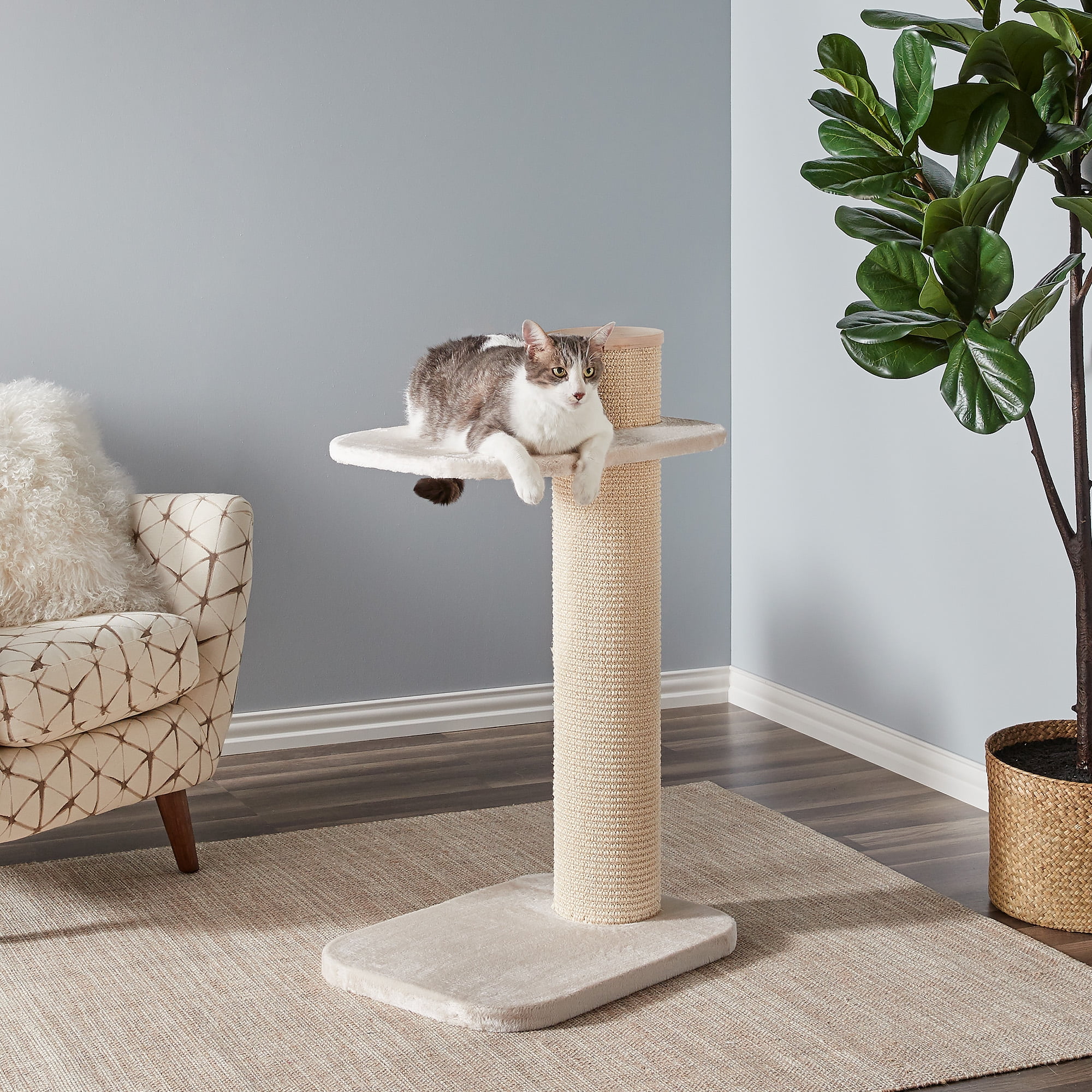 Two by Two Austin Cat Tree 2 - Beige Scratching Post Cat Furniture - 38.2 in. Tall