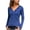 Blue, variant on XFLWAM Women Solid Color Shirts Deep V-Neck Long Sleeve Casual Slouchy Loose Blouses Faux Button Lightweight Pullover Top Black S