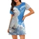 thumbnail image 1 of Easygdp Cute Cloud Bichon Frise Camisón de manga corta para mujer, informal, estampado, 1 of 6