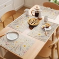 thumbnail image 5 of Pink Yellow Blue Flower Placemats Set of 1, Country Vintage Watercolor Floral Leaf Linen Non-Slip Place Mats Washable Table Mats for Kitchen Dining Table Decorations Indoor/Outdoor, 5 of 9