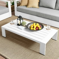 Modway Tahoe Outdoor Patio Powder-Coated Aluminum Coffee Table in White