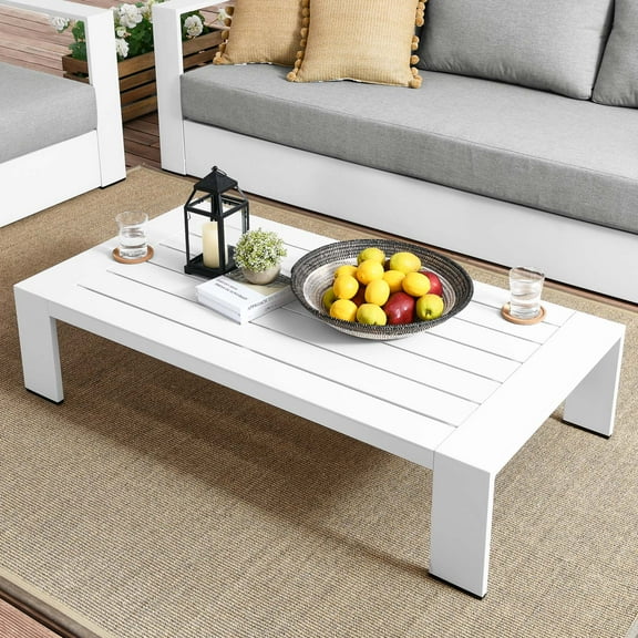 Modway Tahoe Outdoor Patio Powder-Coated Aluminum Coffee Table in White