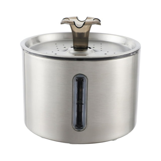 Mistaha "Intelligent 2.5L Stainless Steel Pet Water Fountain with Transparent Window - Automatic Drinking, Active Water, Multi-Filter System"