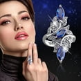 thumbnail image 4 of HMPEAIIY Blue Flower Diamond Ring Elegant Rhinestone Ring For Women Fashion Full Diamond Zircon Rings For Women Size 5 12 Fashion Ring, 4 of 7