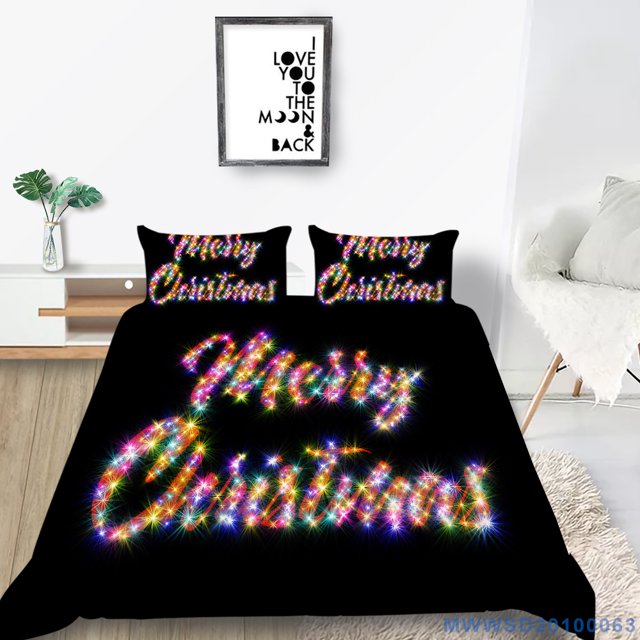 Merry Christmas Bedding Colourful Monogram Christmas Duvet Cover