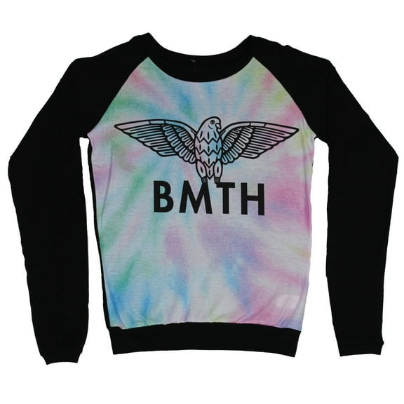 Bring Me The Horizon Girls Juniors Light Sweatshirt - Eagle over BMTH Tie Die