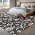 thumbnail image 4 of Grey Paisley Area Rugs 5'x8', Washable Small Throw Rugs for Classroom Bedroom, Ethnic Vintage Floral Botanical Abstract Indoor Outdoor Rug Non-Slip Low Pile Carpet Runner Reversible Floor Mats, 4 of 8