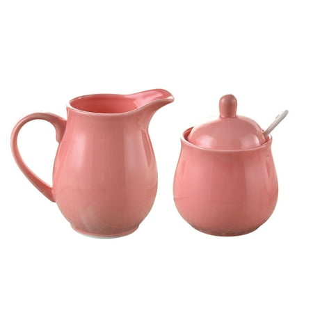 

Haifle Cream And Sugar Sets Sugar And Creamer Set With Lids Milk And Sugar Serving Set Creamer Container Sugar Bowl Set，Decoration For Kitchen-Pink-Milk Jug and Sugar Bowl