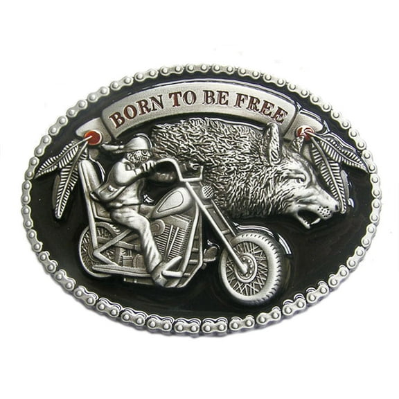 Vintage Wolf Western Oval Belt Buckle Gurtelschnalle Boucle de ceinture With Enamel