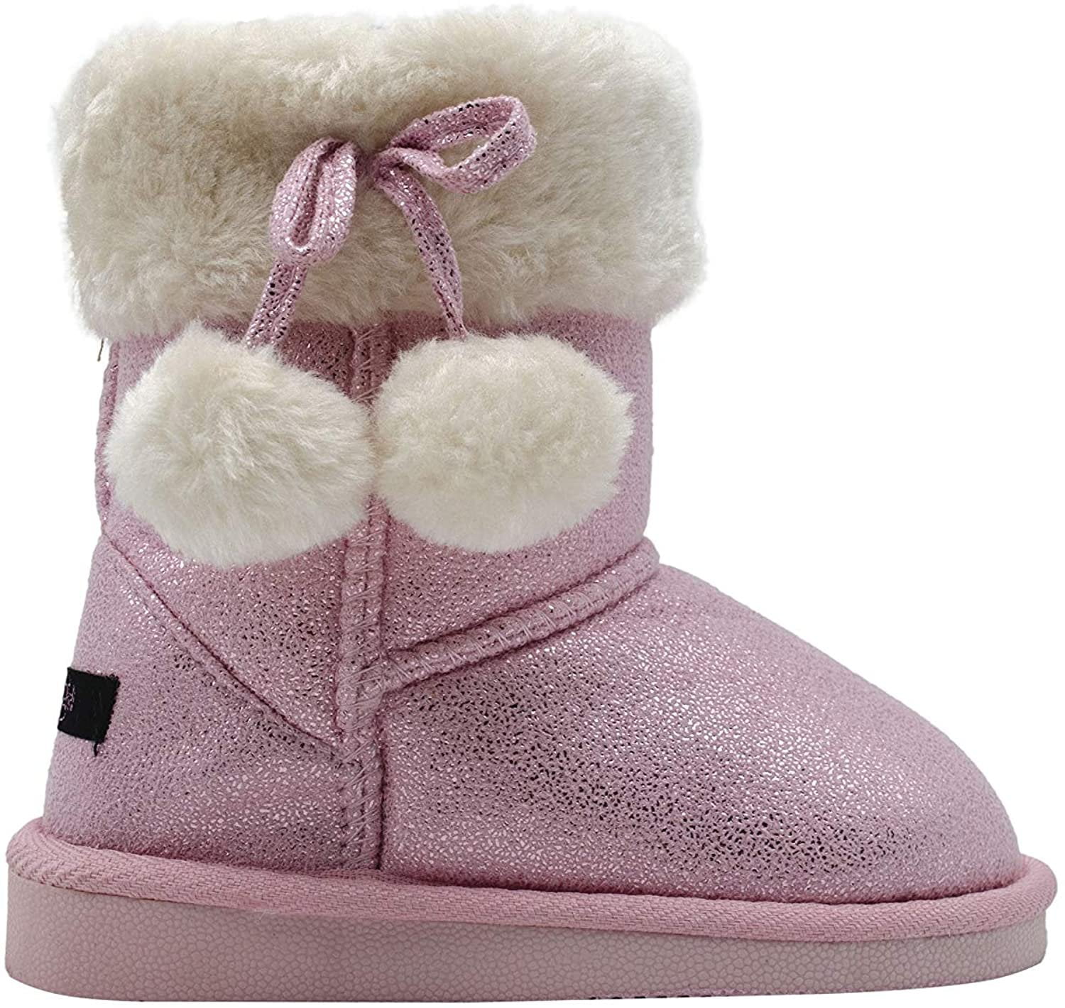 kensie Toddler Girls’ Little Kid Slip On Mid Calf Shimmer Winter Boots ...