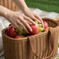 thumbnail image 7 of YujiCraft Storage Basket, Large Wicker Fruit Basket, 15" x 9.1" x 8.7" Opening, Supermarket Shopping Basket, Picnic Basket with Handles, Rustic Home Storage, 7 of 7