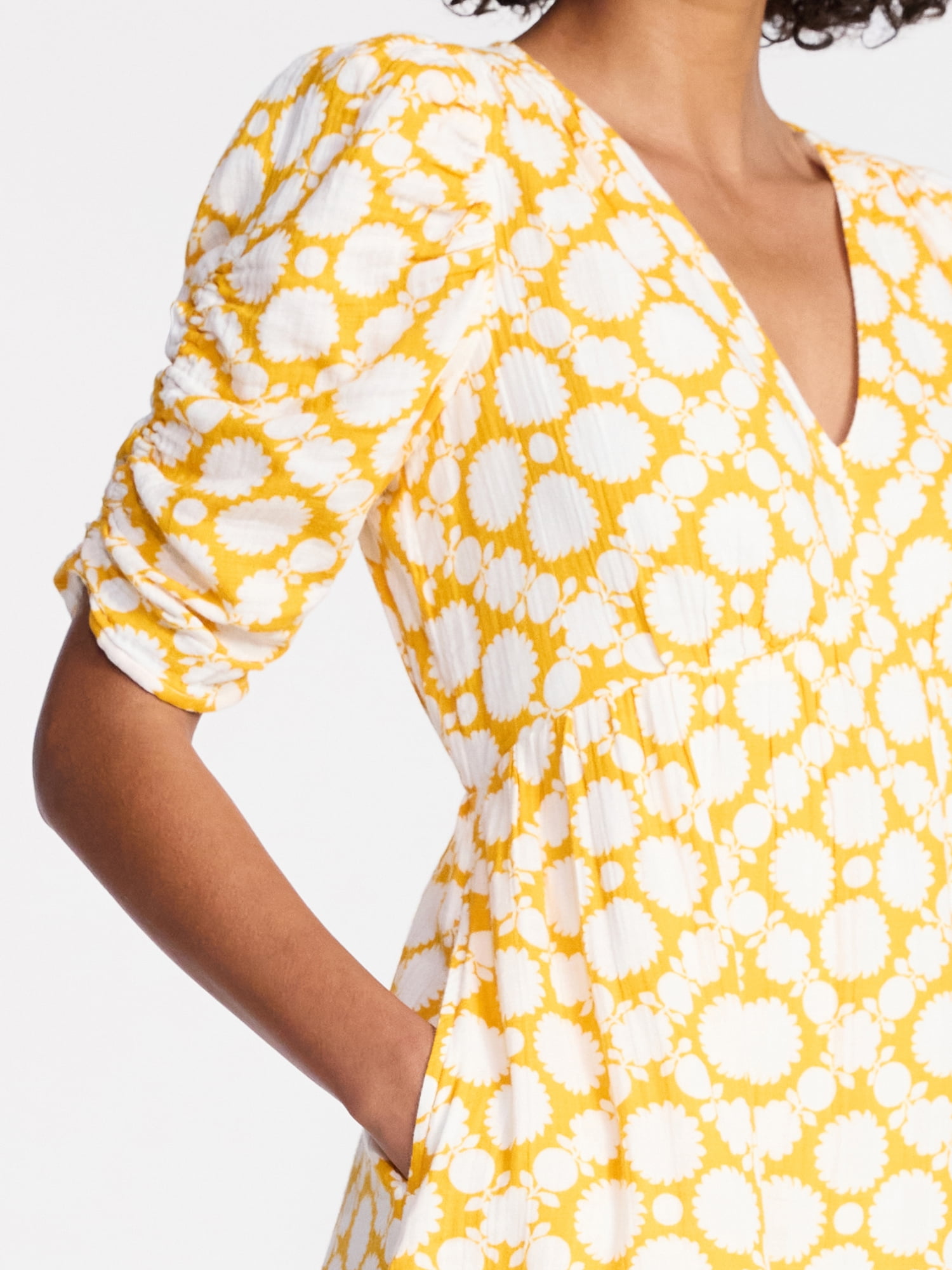 Time and Tru Women's Cotton Tiered Midi Dress with Elbow Length Sleeves, Sizes XS-XXXL