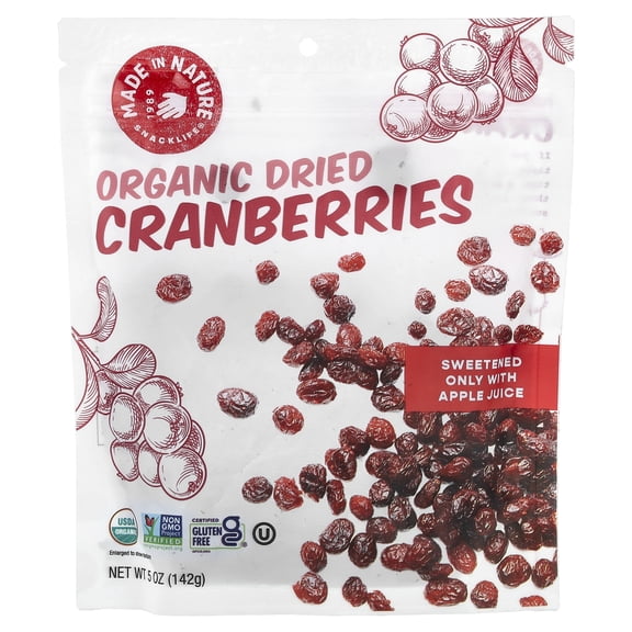 Made in Nature Organic Dried Cranberries, With Organic Apple Juice, 5 oz (142 g)