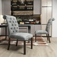thumbnail image 6 of Fabric Upholstered Dining Chairs in a Soft Beige Linen with Tufted Back and Solid Wood Legs, for Kitchen Dining Room(Gray,Set of 2), 6 of 9