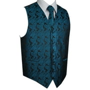 Best Tuxedo Men's Formal, Prom, Wedding, Homecoming, Tuxedo Vest, Tie & Hankie Set in Serene Paisley - XL