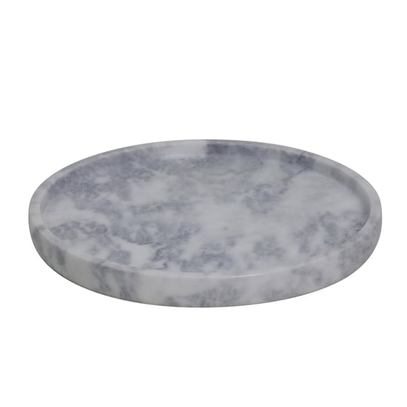 Ashland Decorative Tray - Chic Round Marble Candle Display - Gray/White - 12" Diameter - 1-Pack