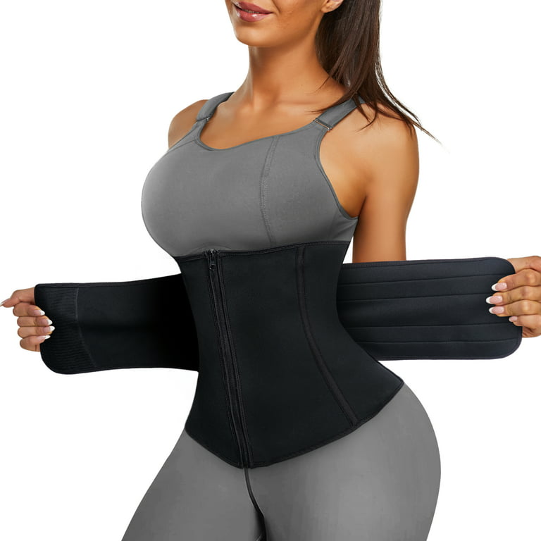 Nebility Womens Neoprene Waist Trimmer Cincher Belt for Workout Sweat Sport  Girdle Slimming Body Shaper(Black Medium)