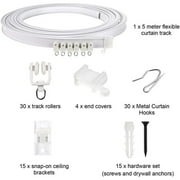 Flexible Bendable Ceiling Curtain Track, 5 Meters (16.4FT), Ceiling Track Ceiling Mount for Curtain Rail with Track Curtain System, RV Curtain Track, Room Divider, Ceiling Track for Curtains