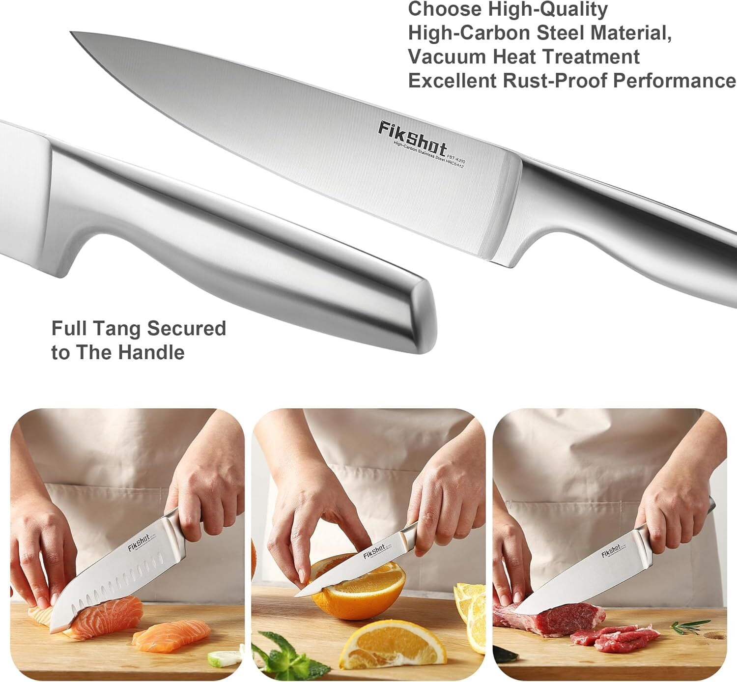 Kitchen Knife Set with Block and Sharpener, 14Pcs High Carbon Stainless Steel Professional Chef Knife Set, Rust-Resistant Knives with Ergonomic Handle for Cooking & Gifting