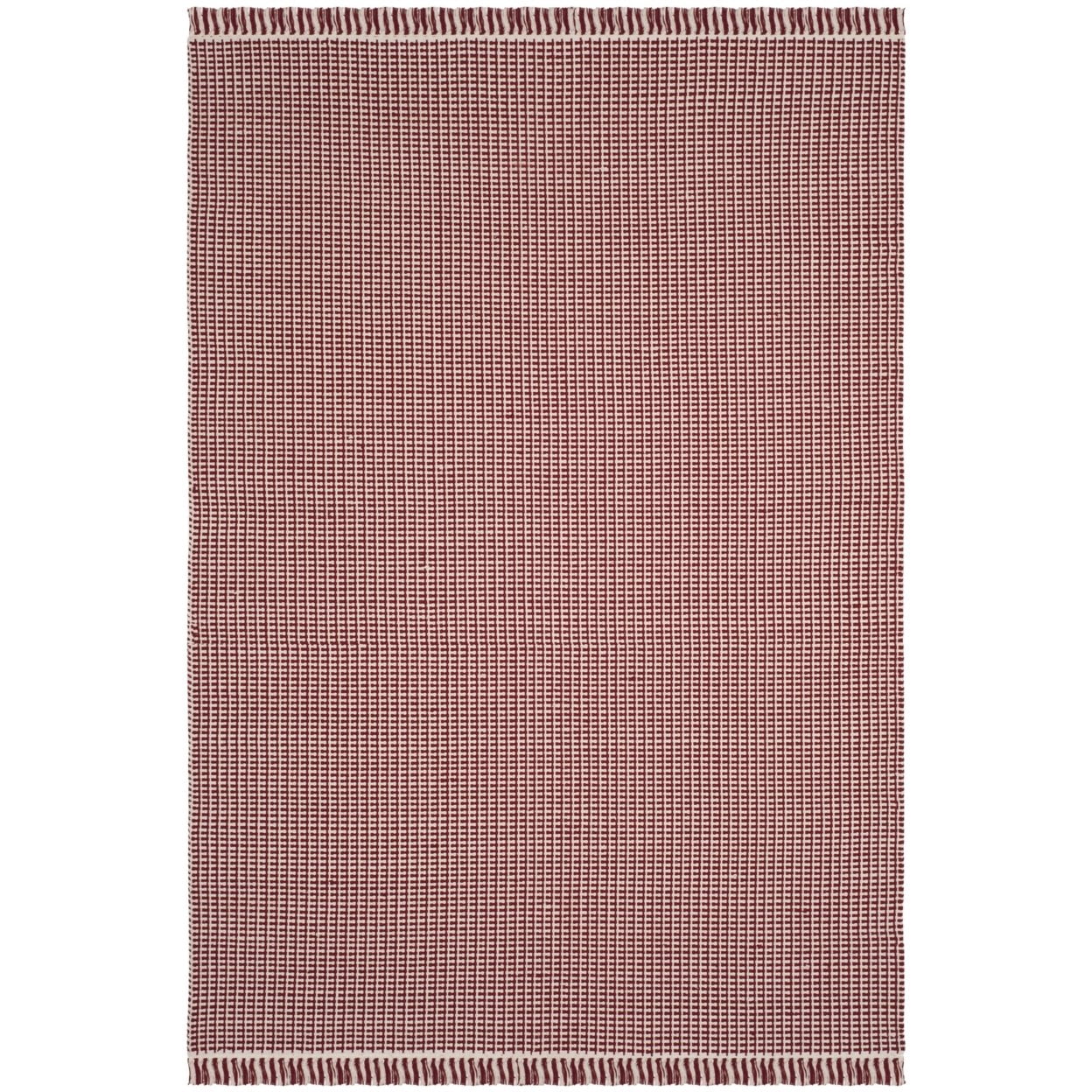 SAFAVIEH Montauk Patton Geometric Cotton Area Rug, Ivory/Red, 8' x 10'