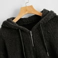 thumbnail image 5 of cllios Womens Crop Hoodies Sherpa Zip Up Top Trendy Plush Outwear Long Sleeve Casual Hooded Jacket, 5 of 6