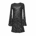 thumbnail image 4 of Sequin Dress For Women Long Sleeve Crewneck Sparkly Glitter Mini Dress Elegant Wedding Party Dress Tall Formal Dresses for Women Women Tie Affair Dress Evening Dress with Sleeves plus Size Long, 4 of 6