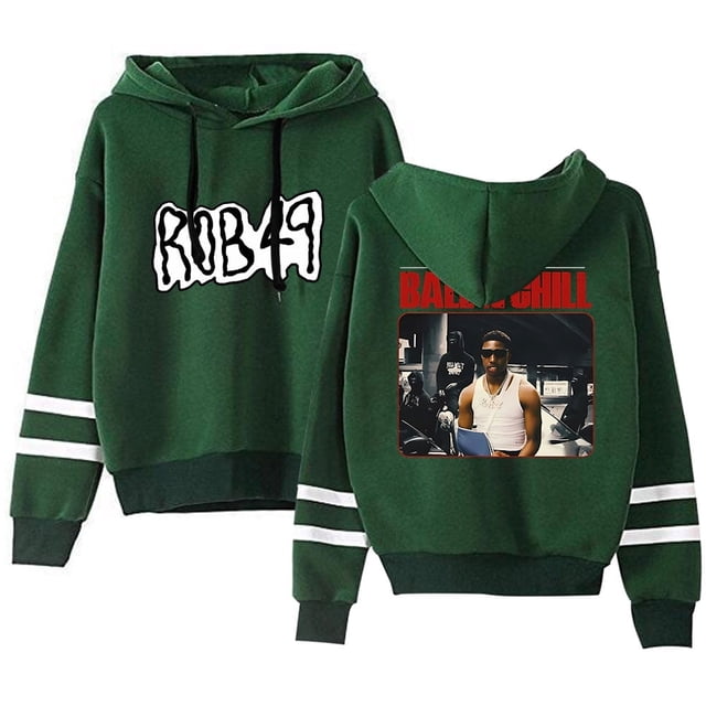 ROB49 Rapper Merch Ball N Chill Album Hommes/femmes Sweat à Capuche Mode Urbaine Manches Longues, TTP, Vert