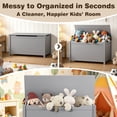thumbnail image 5 of SESSLIFE Toy Storage Box with Lid, Wooden Toy Chest Seating Bench for Boys and Girls, Safety Hinged Storage Chest, Toy Organizer for Playroom Bedroom Entryway, Gray, 5 of 7
