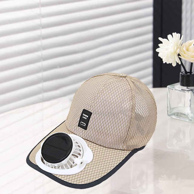 Sombreros de visera con ventilador. Gorra para ventilador de refrigeración con carga solar o USB, gorra con visera para ventilador Beige
