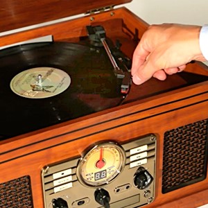 Victrola 6-in-1 Nostalgic Bluetooth Record Player with 3-Speed Turntable with CD and Cassette, Maghony - image 2 of 9