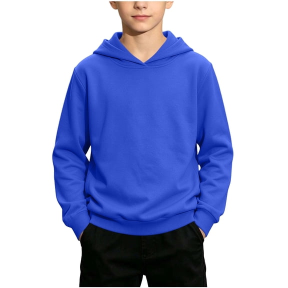 FSYBOA Boys Lightweight Hoodies Size 10T, Long Sleeve Casual Fall Pullover Kids Long Sleeve Tops Blue
