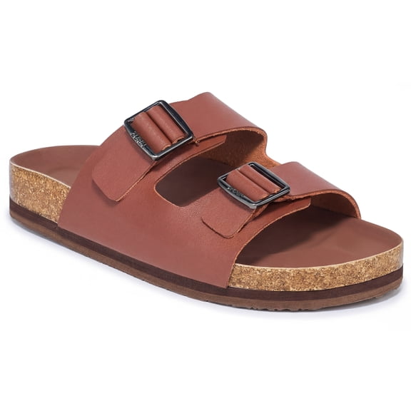 SMILIN Women's Adjustable Buckle Suede/Leather Clog Sandals, Arch Support water-resistant Slides for Daily Wear, Leather Khaki Size 6