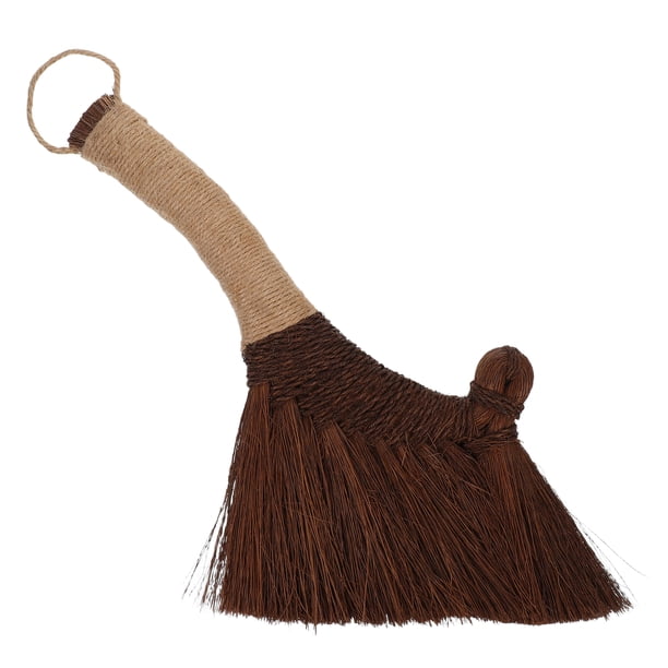 GOOHOCHY Mini escoba de escritorio con cerdas suaves, escoba de mano de paja natural, cepillo pequeño para limpiar mesas, estanterías y teclados.
