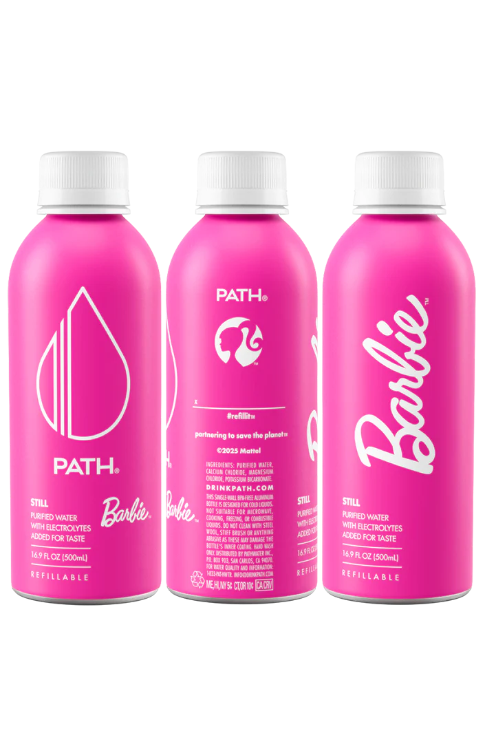 PATH Water Ultra-Purified Still Water, 16.9 fl oz, 12 pack Aluminum Bottles, Limited Edition Barbie