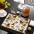 thumbnail image 3 of Black Cat Pumpkin Halloween Pattern Summer Placemats Table Placemats Set Of 6-Linen Kitchen Washable Placemats Table Mats 11.8"x17.7" Non-Slip Heat Resistant, 3 of 5