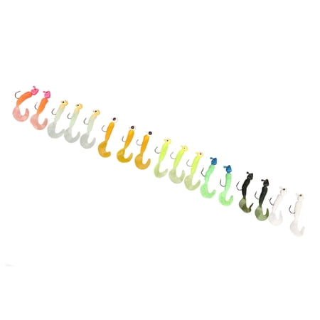 Yajisi 17Pcs Fishing Lures Kit Soft Grub Bait Gear with Metal Hook for Freshwater Saltwater 17-Piece Set Ideal for Bass Trout Panfish 5.9 inches / 15 cm Length