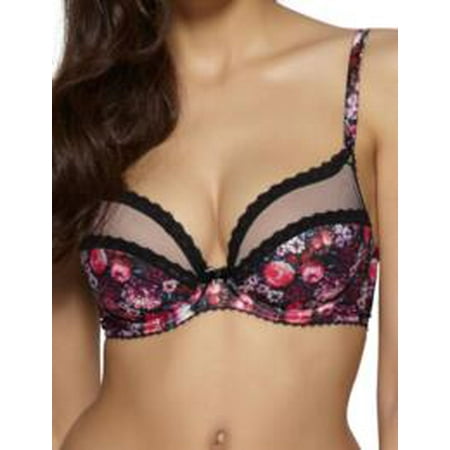 GOSSARD Black Floral Entice Plunge Bra  US 32C  UK 32C  NWOT