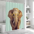 thumbnail image 5 of Sunglasses Elephant Bathroom Shower Curtains with Hooks, Retro Funny Elephant Green Background Waterproof Fabric Washable Shower Curtain for Home Hotel Bathtub Decor 72x72 Inch, 5 of 9