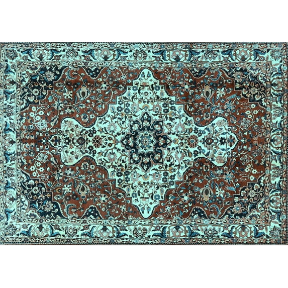 Ahgly Company Indoor Rectangle Persian Light Blue Traditional Area Rugs, 3' x 5'