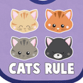 thumbnail image 4 of Inktastic Cats Rule with Cat Heads Boys or Girls Baby Bib, 4 of 4