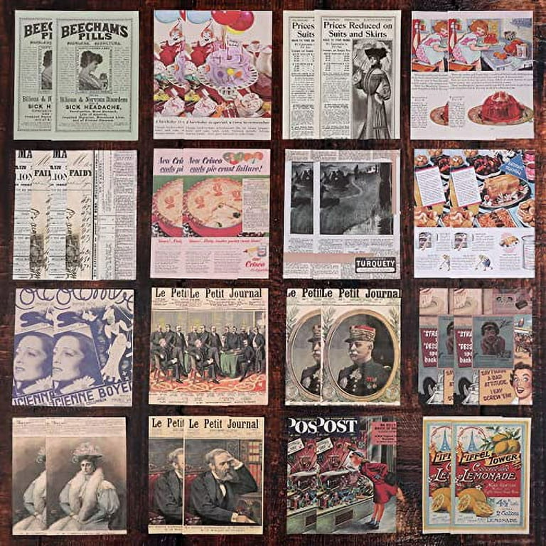 Draupnir 200pcs Vintage Junk Journal Supplies,Scrapbook Supplies  Scrapbooking Paper and Stickers Ephemera for Art Aesthetic Journaling Kit