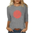 thumbnail image 1 of Blusas para Mujeres Casual 3/4 Manga Cuello Redondo Impreso Suelto, Mujer 3/4 Manga Tops Y Blusas para Diario, 1 of 4