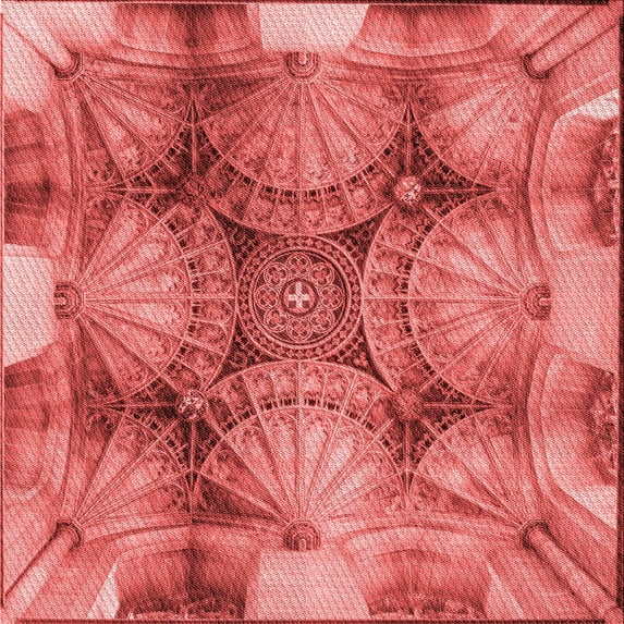 Ahgly Company Indoor Square Patterned Love Red Area Rugs, 7' Square