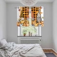 thumbnail image 6 of 2 Panels Kitchen Tier Curtains 39 Inch Length, Fall Thanksgiving Grommets Window Treatment Curtain, Gnomes Orange White Pumpkin Plaid Thermal Curtains Drapes for Living Room/Bathroom, 6 of 9