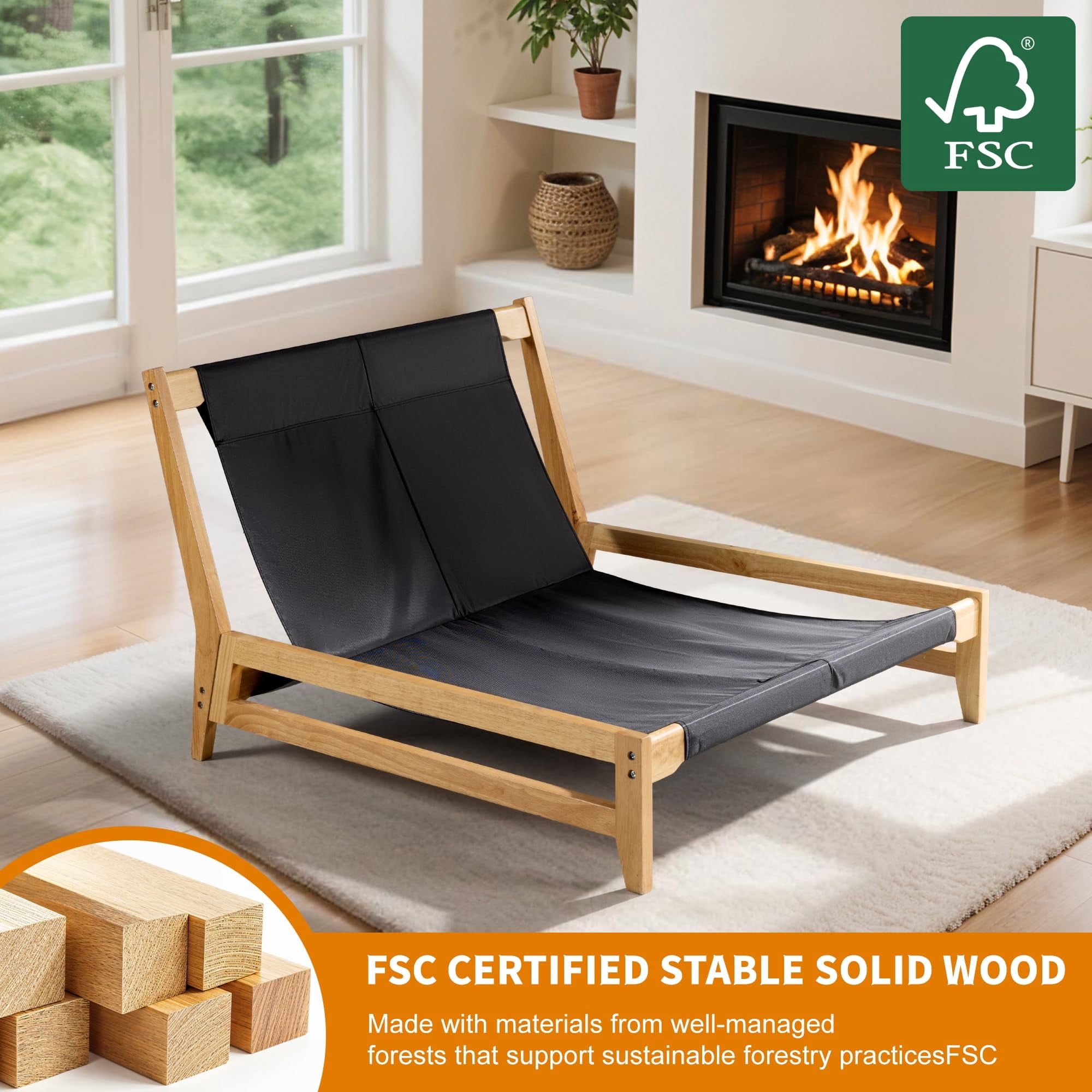Aukfa Oversized Chaise Lounge Indoor Chair for Living Room Bedroom, Wood Frame, Corduroy, Beige