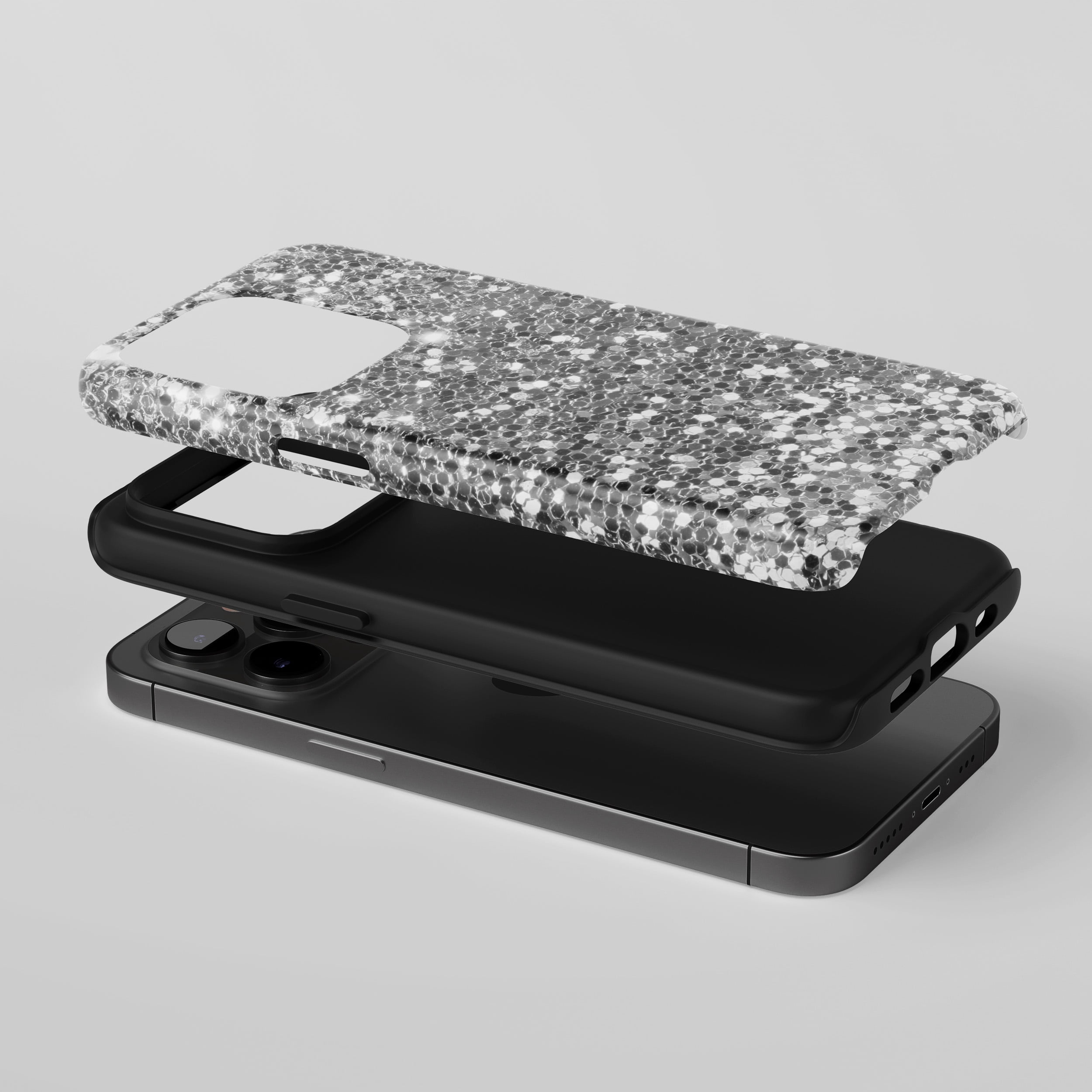 Glitter For All iPhone Series Tough Phone Case Sparkle Silver